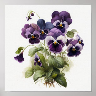 Poster Pôster de Arte de Flores de Violetas Roxas