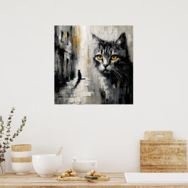 Poster Pôster de Arte de Gato de Olhos Dourados