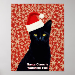 Poster Pôster de Arte de Gato Preto Engraçado do Papai No