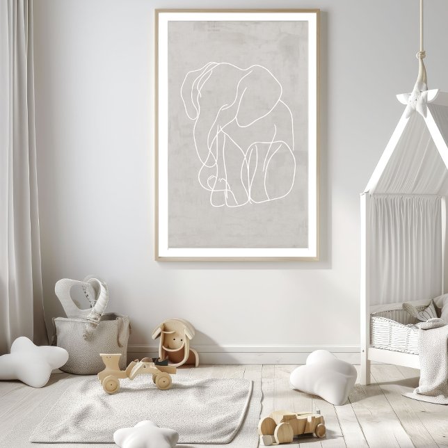 Poster Pôster de Arte de Linha de Elefante Abstrato (Criador carregado)