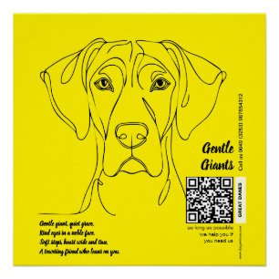 Póster Pôster de Arte de Linha do Great Dane