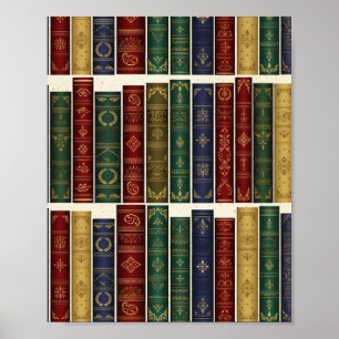 Poster Pôster de Arte de Lombadas de Livros Antigos da Bi