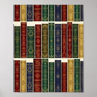 Poster Pôster de Arte de Lombadas de Livros Antigos da Bi