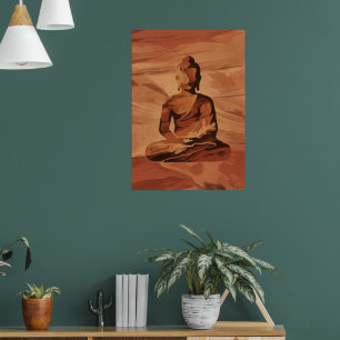 Poster Pôster de Arte de Meditação do Buda Dourado Ze E