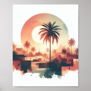 Poster Pôster de Arte de Palmeira em Aquarela