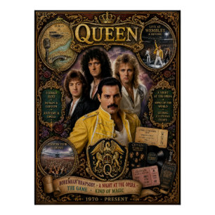 Póster Pôster de Arte de Parede da Banda Queen Vintage Fr
