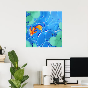 Poster Pôster de Arte de Parede de Jardim de Água Azul co