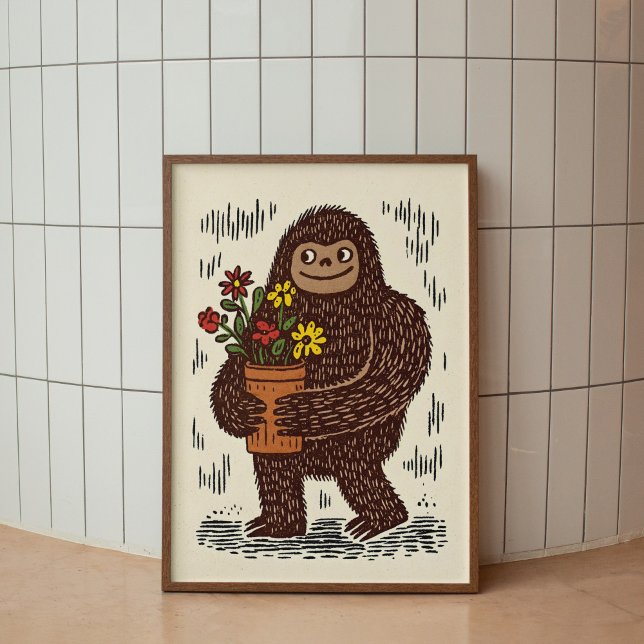 Poster Pôster de Arte de Parede do Pé-Grande com Flores F (Criador carregado)