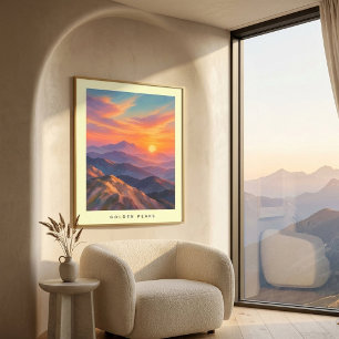 Poster Pôster de Arte de Parede Montanha do Pôr do Sol Co