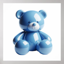 Poster Pôster de Arte de Parede Urso de Pelúcia Azul Kawa