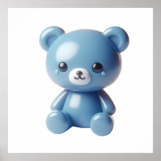 Poster Pôster de Arte de Parede Urso de Pelúcia Azul para