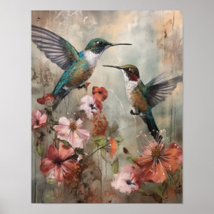 Poster Pôster de Arte de Pintura de Beija-flores