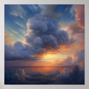 Poster Pôster de Arte de Pintura de Nuvens ao Amanhecer
