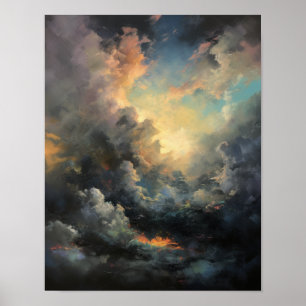 Poster Pôster de Arte de Pintura de Nuvens ao Amanhecer