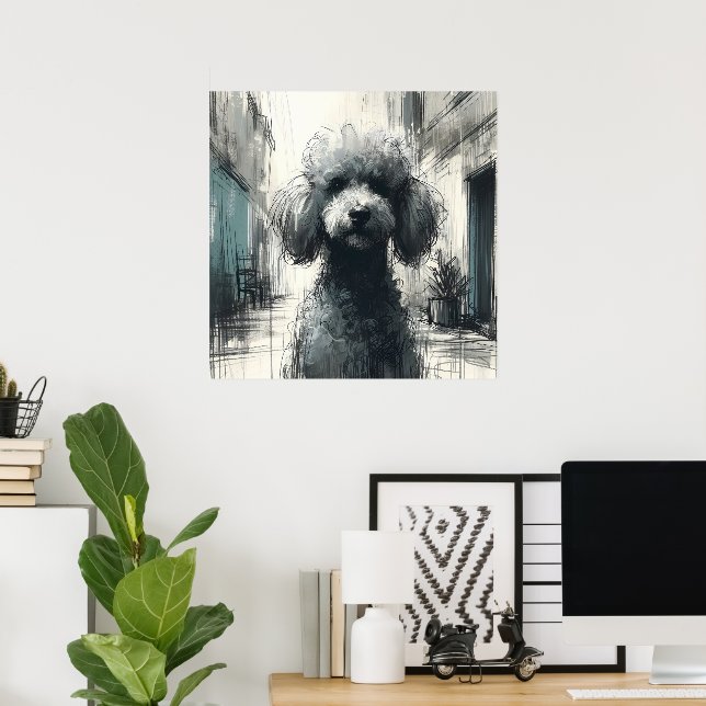 Poster Pôster de Arte de Poodle  (Escritório em casa)