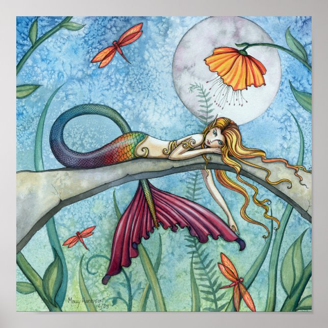 Poster Pôster de Arte de Sereia Fada ao Pé do Lago (Frente)