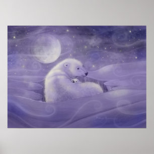 Póster Pôster de Arte de Urso Polar do Inverno Suave