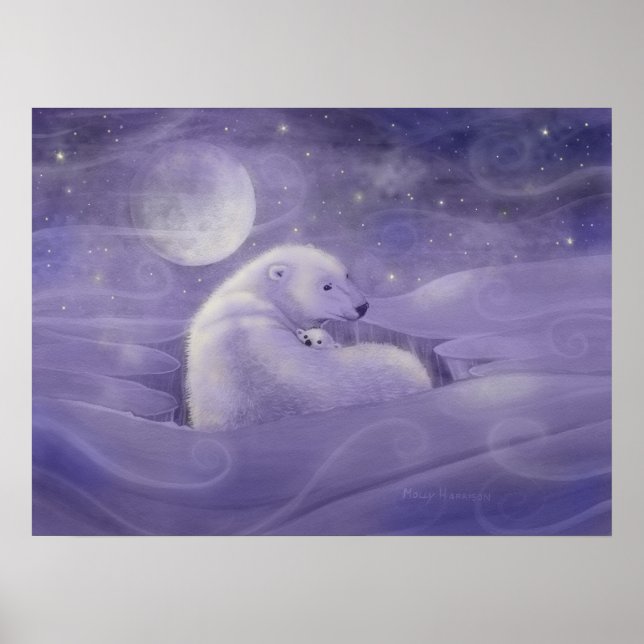 Póster Pôster de Arte de Urso Polar do Inverno Suave (Frente)