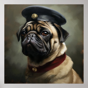 Poster Pôster de Arte do Oficial Pug Personalizado com Bo