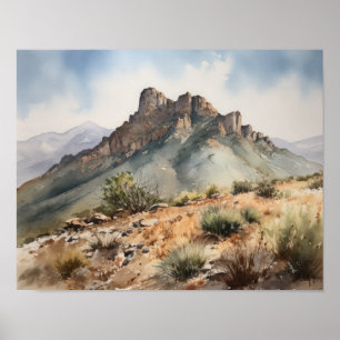 Poster Pôster de Arte em Aquarela das Montanhas de Vidro