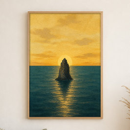 Poster Pôster de Arte em Aquarela do Nascer do Sol com Pi