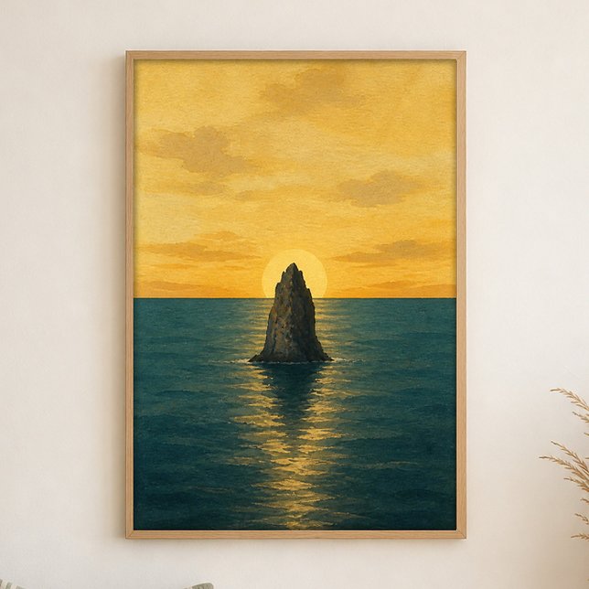 Poster Pôster de Arte em Aquarela do Nascer do Sol com Pi (Shown framed for scale. Poster ships unframed; frames are an optional add-on.)