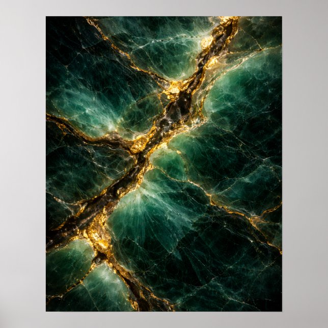 Poster Pôster de Arte em Jade Verde Esmeralda Abstrato e  (Frente)