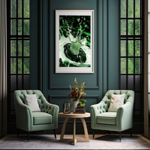 Poster Pôster de Arte Emerald Green Milk Splash