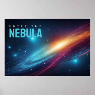 Poster Pôster de Arte Espacial Abstrata Neon Supernova Có