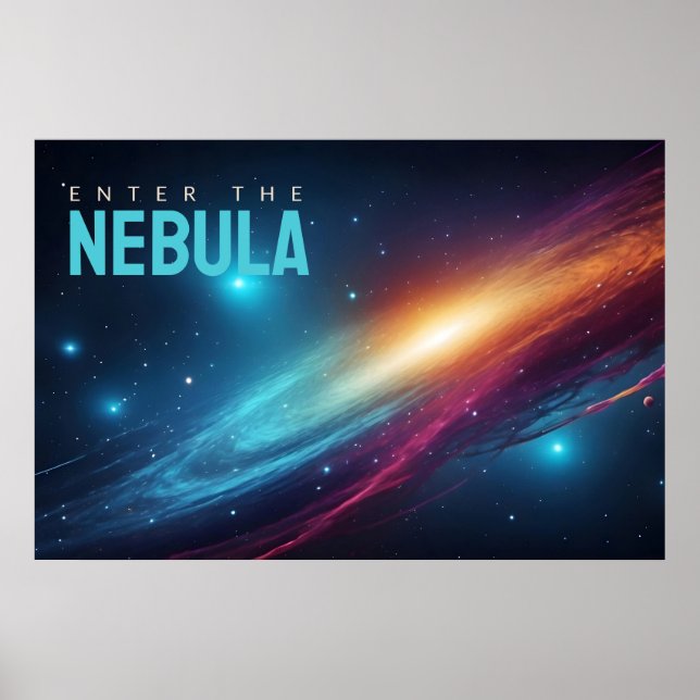 Poster Pôster de Arte Espacial Abstrata Neon Supernova Có (Frente)