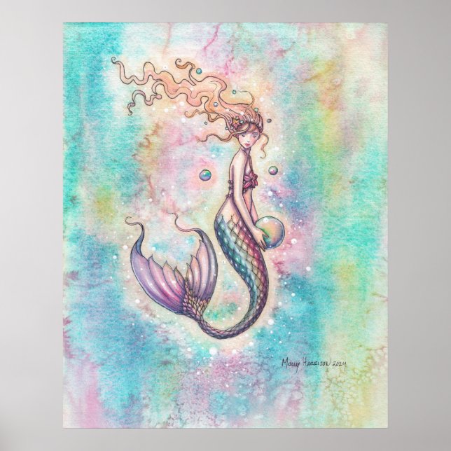 Poster Pôster de Arte Fantasia da Sereia Arco-íris (Frente)