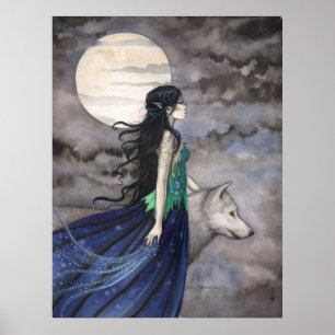 Póster Pôster de Arte Fantasia Noite do Lobo
