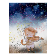 Poster de Arte Fantasia Violinista de Gato Whimsso