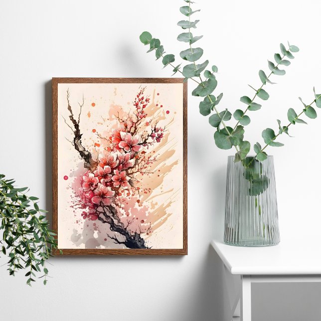 Poster Pôster de Arte Floral Aquarela de Flor de Cerejeir (Cherry Blossom Poster or Digital Download Instant Download Wall Art. Printed or Digital)