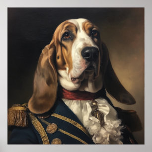 Poster Pôster de Arte Militar Régia do Basset Hound Perso