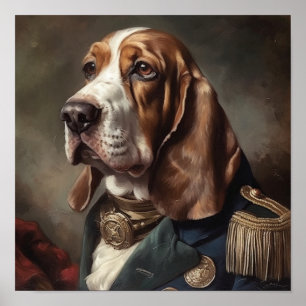Poster Pôster de Arte Militar Régia do Basset Hound Perso