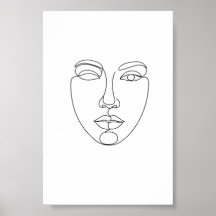 Pôster de Arte Minimalista de Rosto Abstrato em Li