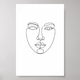 Poster Pôster de Arte Minimalista de Rosto Abstrato em Li