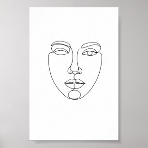 Poster Pôster de Arte Minimalista de Rosto Abstrato em Li