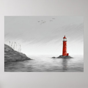 Poster Pôster de Arte "O Farol Carmesim"