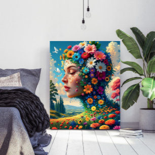 Poster Pôster de Arte Surrealista da Deusa Floral