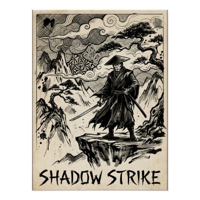 Póster Pôster de Arte Tinta Samurai Shadow Strike (Frente)