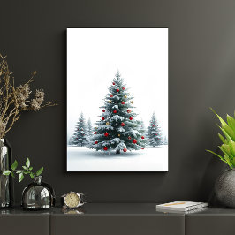 Poster Pôster de Árvore de Natal na Neve Feriado de Inver