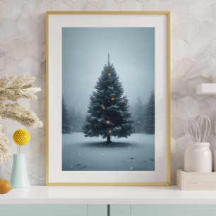 Poster Pôster de Árvore de Natal na Neve — Paz de Inverno