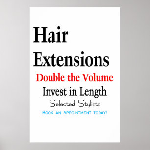 Poster Pôster de Barbearia Salão Extensões de Cabelo Comp