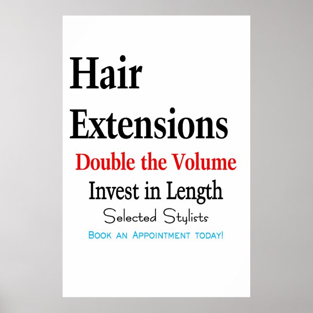 Poster Pôster de Barbearia Salão Extensões de Cabelo Comp (Frente)