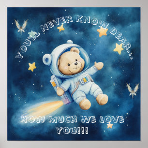 Poster Pôster de Berçário Astronauta Azul Sonhos Doces Te