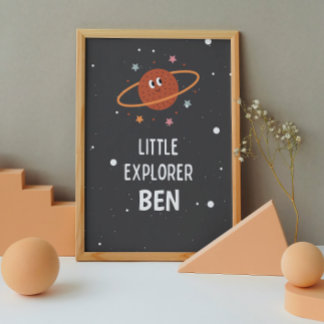 Poster Pôster de Berçário com Nome Personalizado Little E