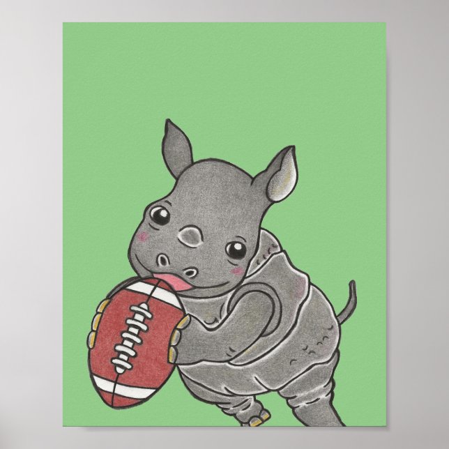 Poster Pôster de Berçário de Animal de Bebê Rino Fofinho  (Frente)