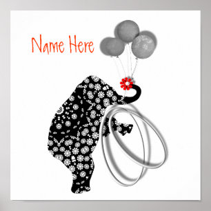 Poster Pôster de Berçário Elefante Preto e Branco Arte Im